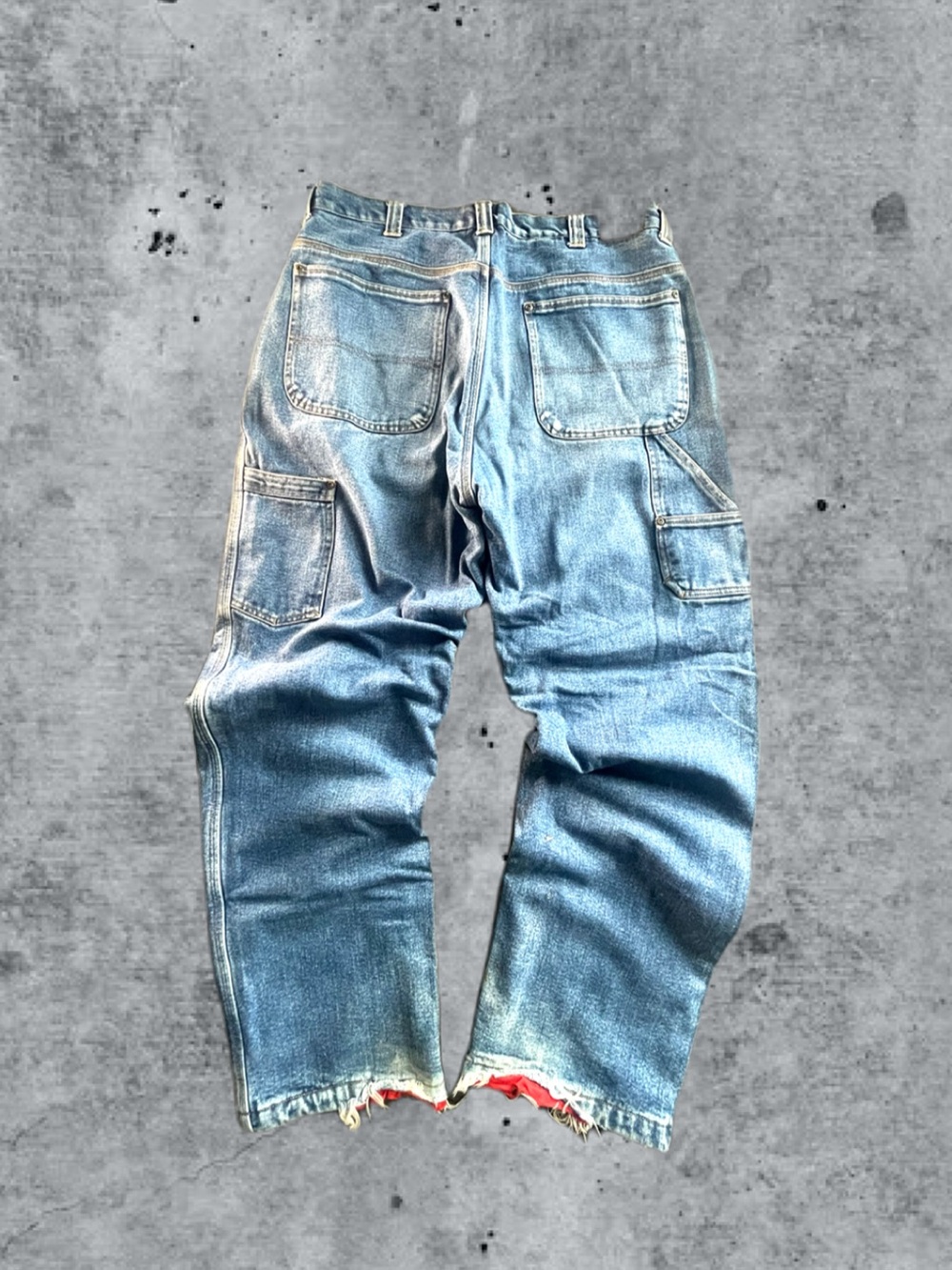 Vintage Blue Denim Carpenter Pants - Workwear Redhead with interior lining